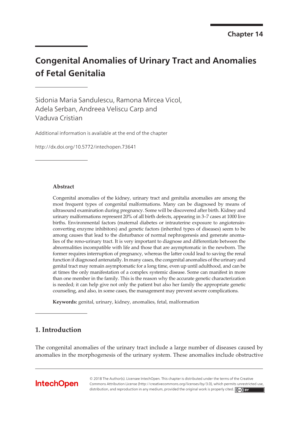 Congenital Anomalies of Urinary Tract and Anomalies of Fetal Genitalia