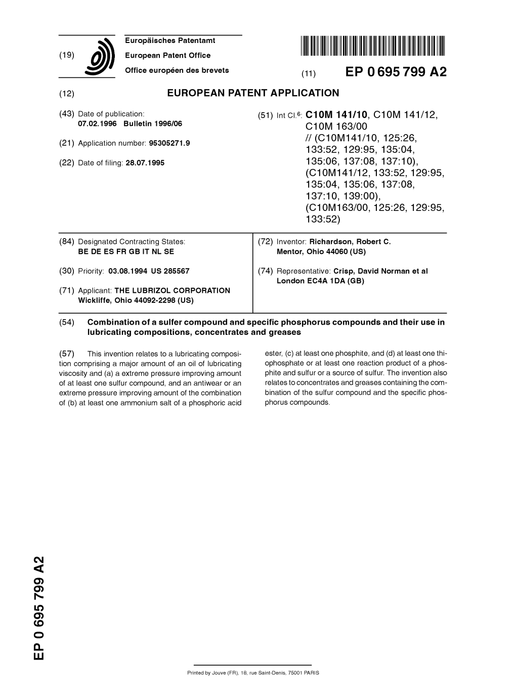 Combination of a Sulfer Compound and Specific Phosphorus Compounds and Their Use in Lubricating Compositions, Concentrates and G