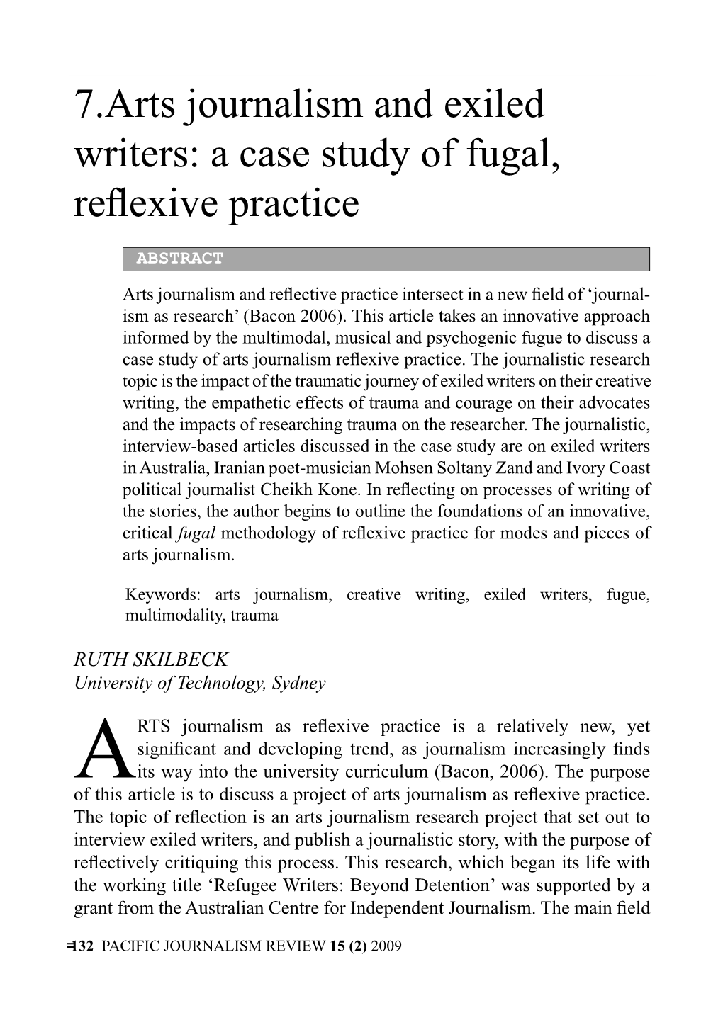 7.Arts Journalism and Exiled Writers: a Case Study of Fugal, Reflexive Practice