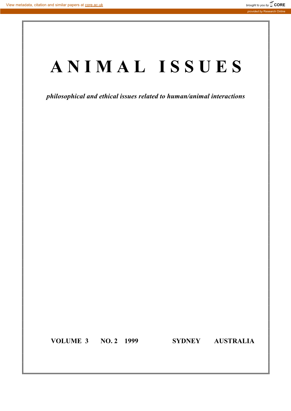 Animal Issues, Vol.3, No.2, 1999