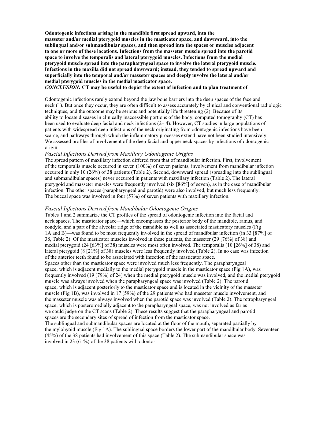 Fascial Infections Derived from Maxillary Odontogenic Origins the Spread Pattern of Maxillary Infection Differed from That of Mandibular Infection