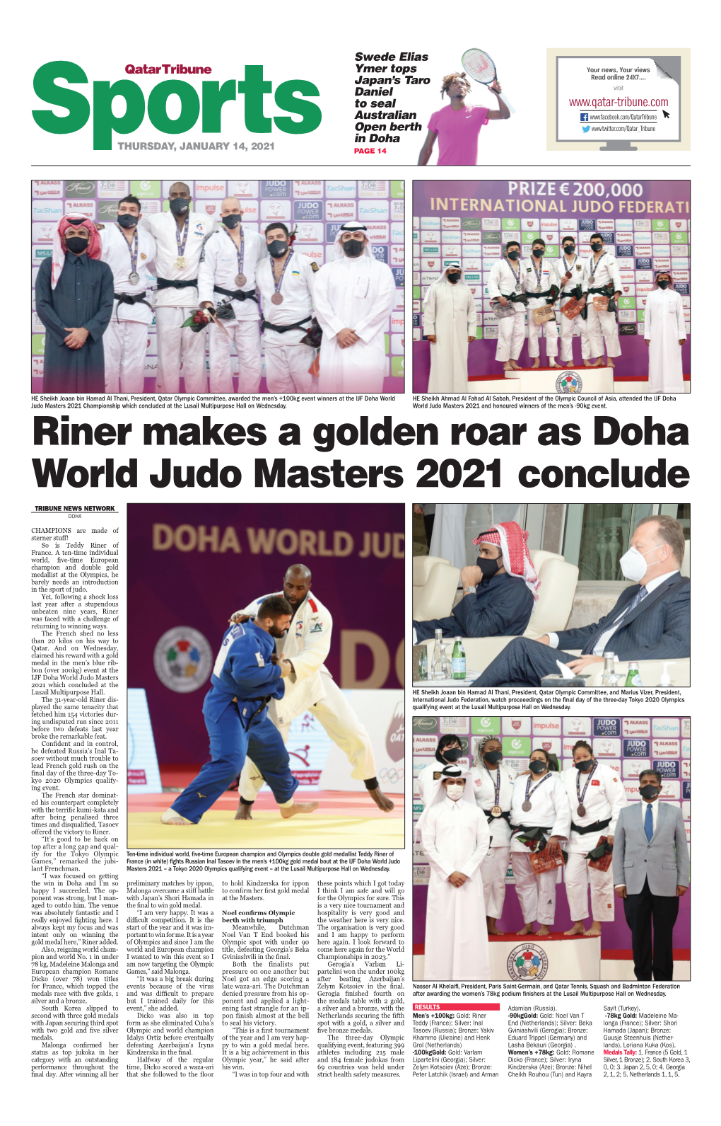 Riner Makes a Golden Roar As Doha World Judo Masters 2021 Conclude