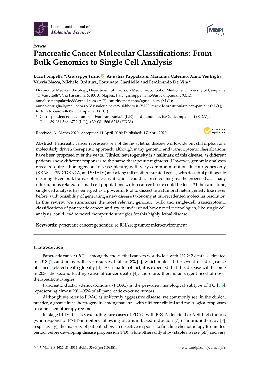 Pancreatic Cancer Molecular Classifications