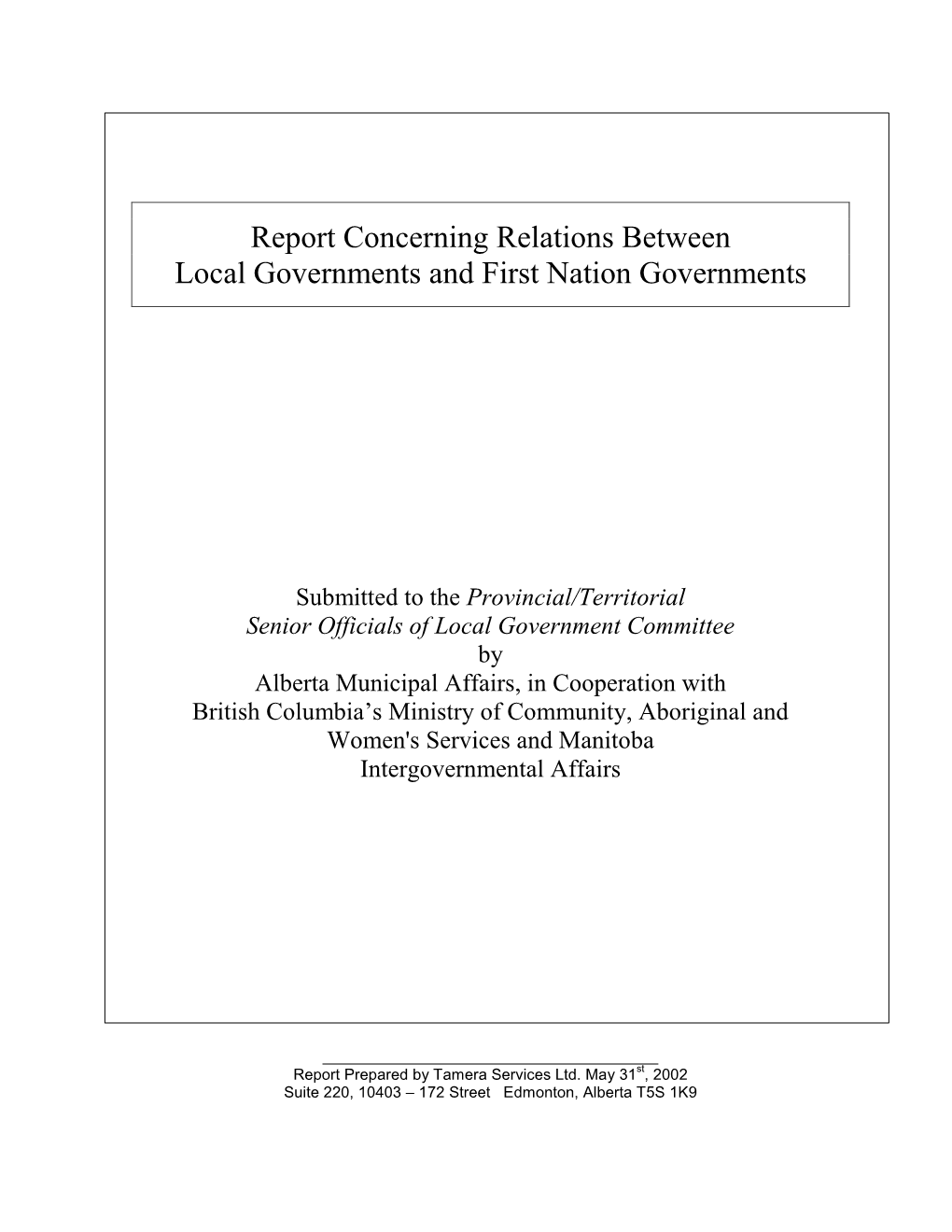 First Nations Government Report