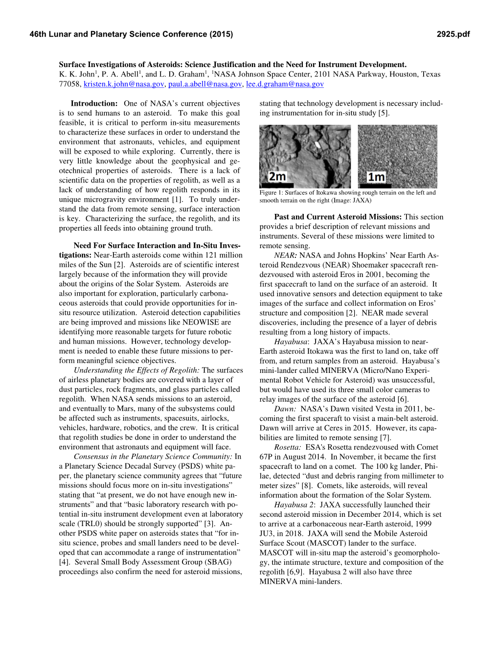 Surface Investigations of Asteroids: Science Justification and the Need for Instrument Development