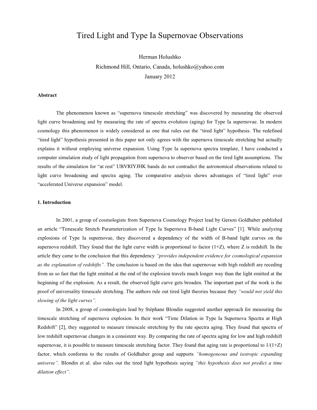 Tired Light and Type Ia Supernovae Observations