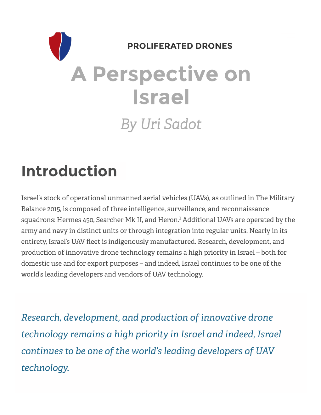 A Perspective on Israel by Uri Sadot