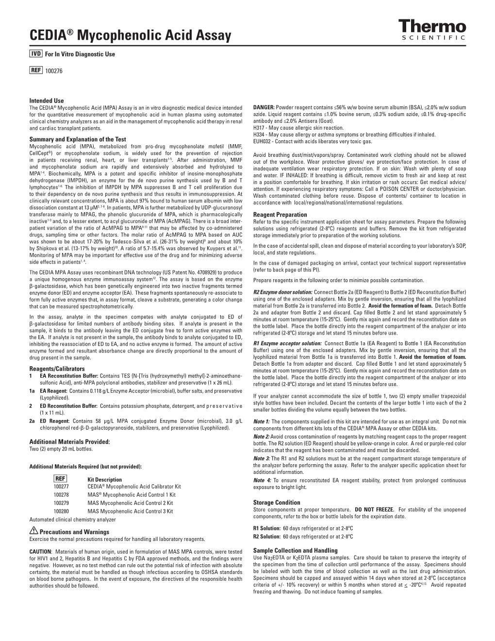 CEDIA® Mycophenolic Acid Assay