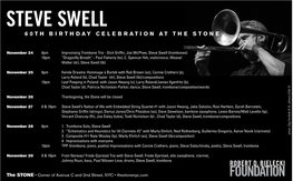 Steve Swell 60Th Birthday Celebration at the Stone