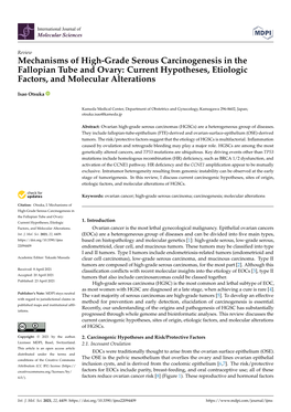 Mechanisms of High-Grade Serous Carcinogenesis in the Fallopian Tube and Ovary: Current Hypotheses, Etiologic Factors, and Molecular Alterations