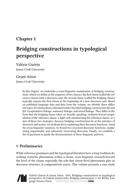 Bridging Constructions in Typological Perspective Valérie Guérin James Cook University Grant Aiton James Cook University