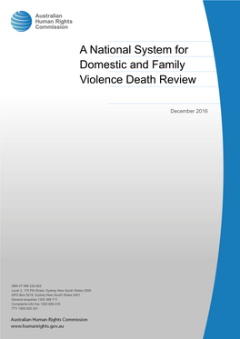 A National System for Domestic and Family Violence Death Review
