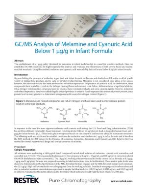 GC/MS Analysis of Melamine and Cyanuric Acid Below 1Μg/G in Infant