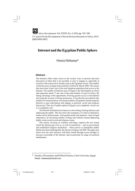 Internet and the Egyptian Public Sphere