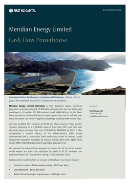 Meridian Energy Limited Cash Flow Powerhouse