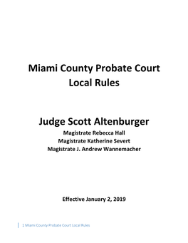 Miami County Probate Court Local Rules Judge Scott Altenburger