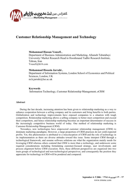 Customer Relationship Management and Technology