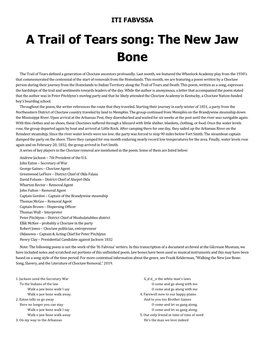 A Trail of Tears Song: the New Jaw Bone