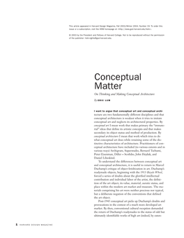 Conceptual Matter on Thinking and Making Conceptual Architecture