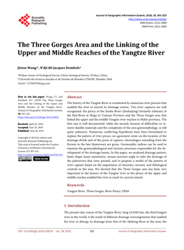 The Three Gorges Area and the Linking of the Upper and Middle Reaches of the Yangtze River