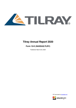 Tilray Annual Report 2020
