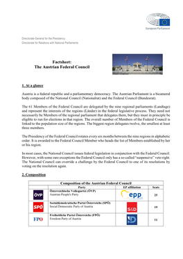 Factsheet: the Austrian Federal Council
