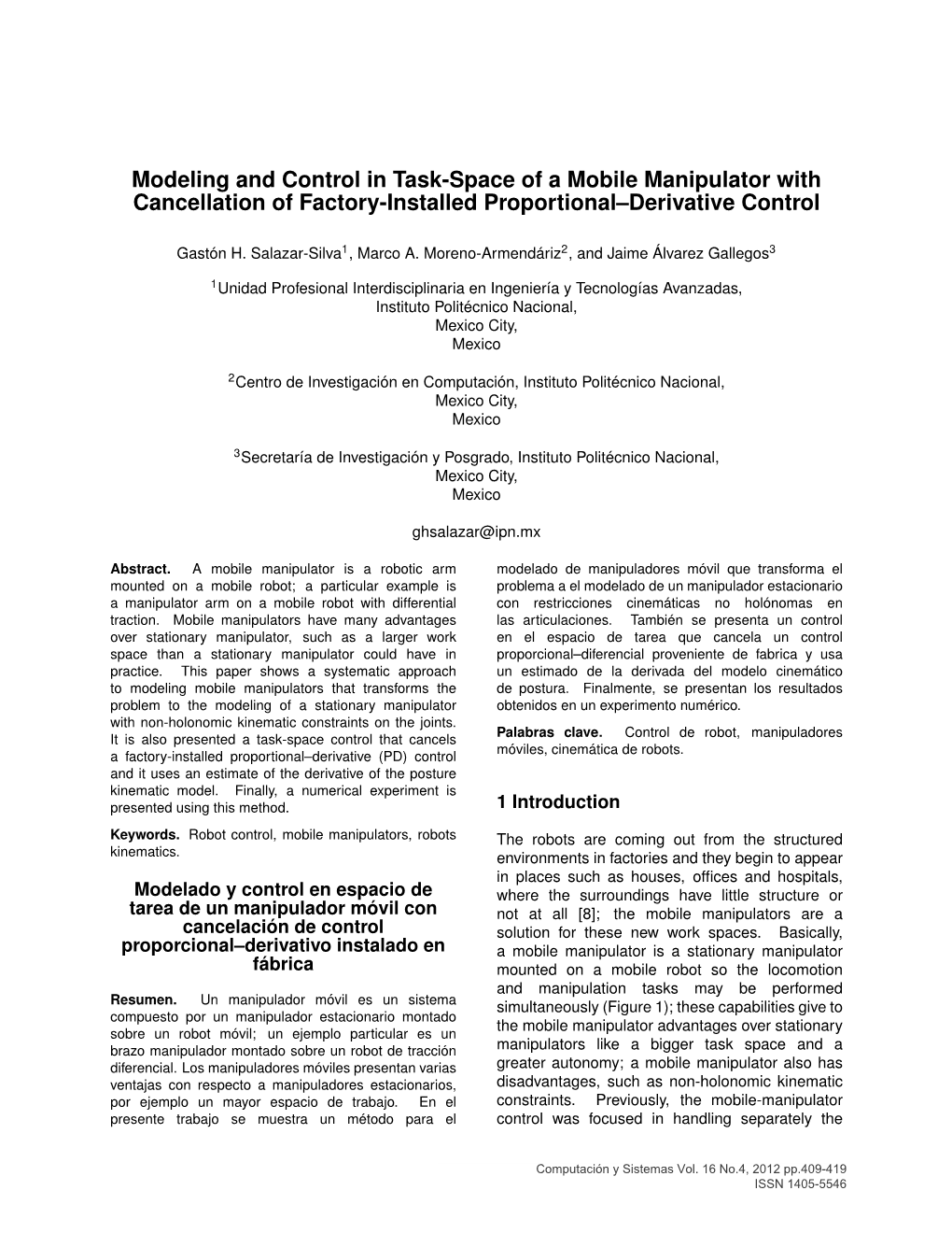 Modeling and Control in Task-Space of a Mobile Manipulator with Cancellation of Factory-Installed Proportional–Derivative Control