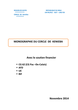 Monographique Du Cercle De Kéniéba, 2014