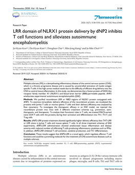 LRR Domain of NLRX1 Protein Delivery by Dnp2 Inhibits T Cell