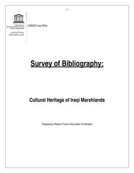Survey of Bibliography Cultural Heritage of Iraqi Marshlands