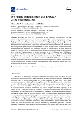 Eye Vision Testing System and Eyewear Using Micromachines