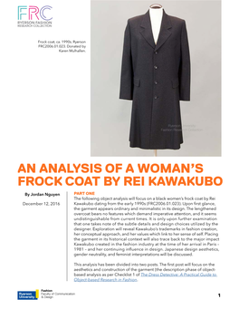 An Analysis of a Woman's Frock Coat by Rei Kawakubo