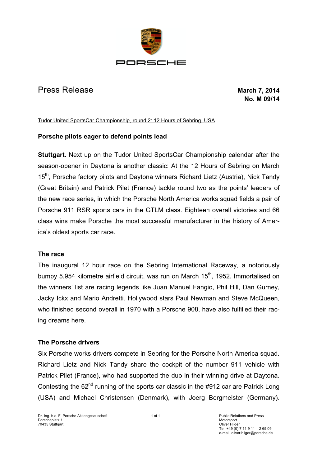 Press Release March 7, 2014 No