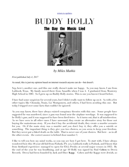 BUDDY HOLLY the Day the Music Lied