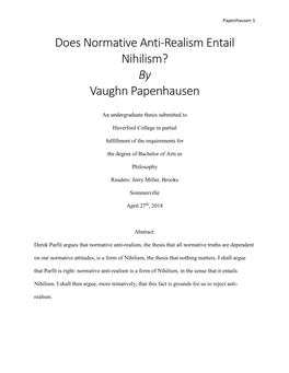 Does Normative Anti-Realism Entail Nihilism? by Vaughn Papenhausen
