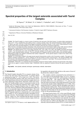 Spectral Properties of the Largest Asteroids Associated with Taurid Complex