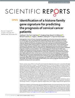 Identification of a Histone Family Gene Signature for Predicting The