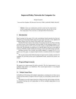 Improved Policy Networks for Computer Go