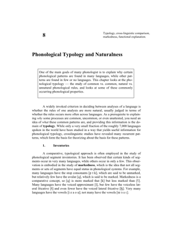 8 Phonological Typology and Naturalness