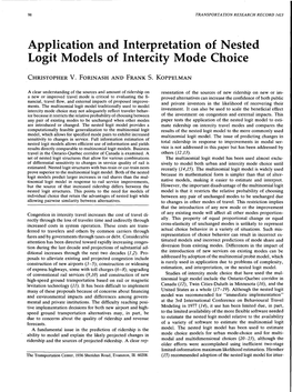 Application and Interpretation of Nested Logit Models of Intercity Mode Choice