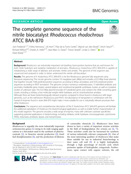 The Complete Genome Sequence of the Nitrile