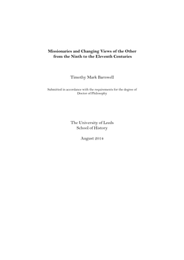 T M Barnwell Phd Thesis. Missionaries and Changing Views of the Other