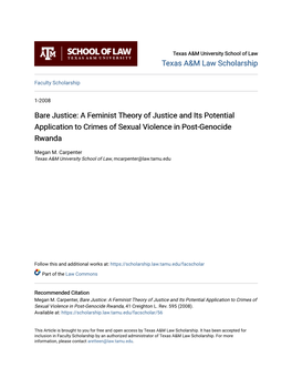 A Feminist Theory of Justice and Its Potential Application to Crimes of Sexual Violence in Post-Genocide Rwanda