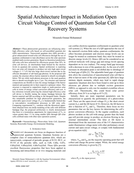 Spatial Architecture Impact in Mediation Open Circuit Voltage Control of Quantum Solar Cell Recovery Systems