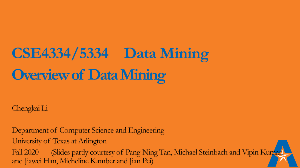 Data Mining Overview of Data Mining