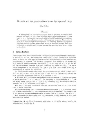 Domain and Range Operations in Semigroups and Rings