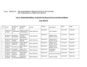 List of Scholarship Holders Invited for the Renewal Test to Be Held at Kolkata. Year 2014-15