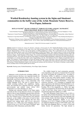 Wattled Brushturkey Hunting System in the Sigim and Sinaitousi Communities in the Buffer Zone of the Arfak Mountain Nature Reserve, West Papua, Indonesia