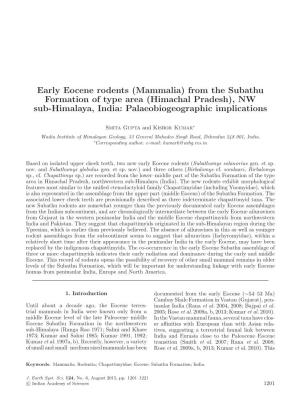 Himachal Pradesh), NW Sub-Himalaya, India: Palaeobiogeographic Implications