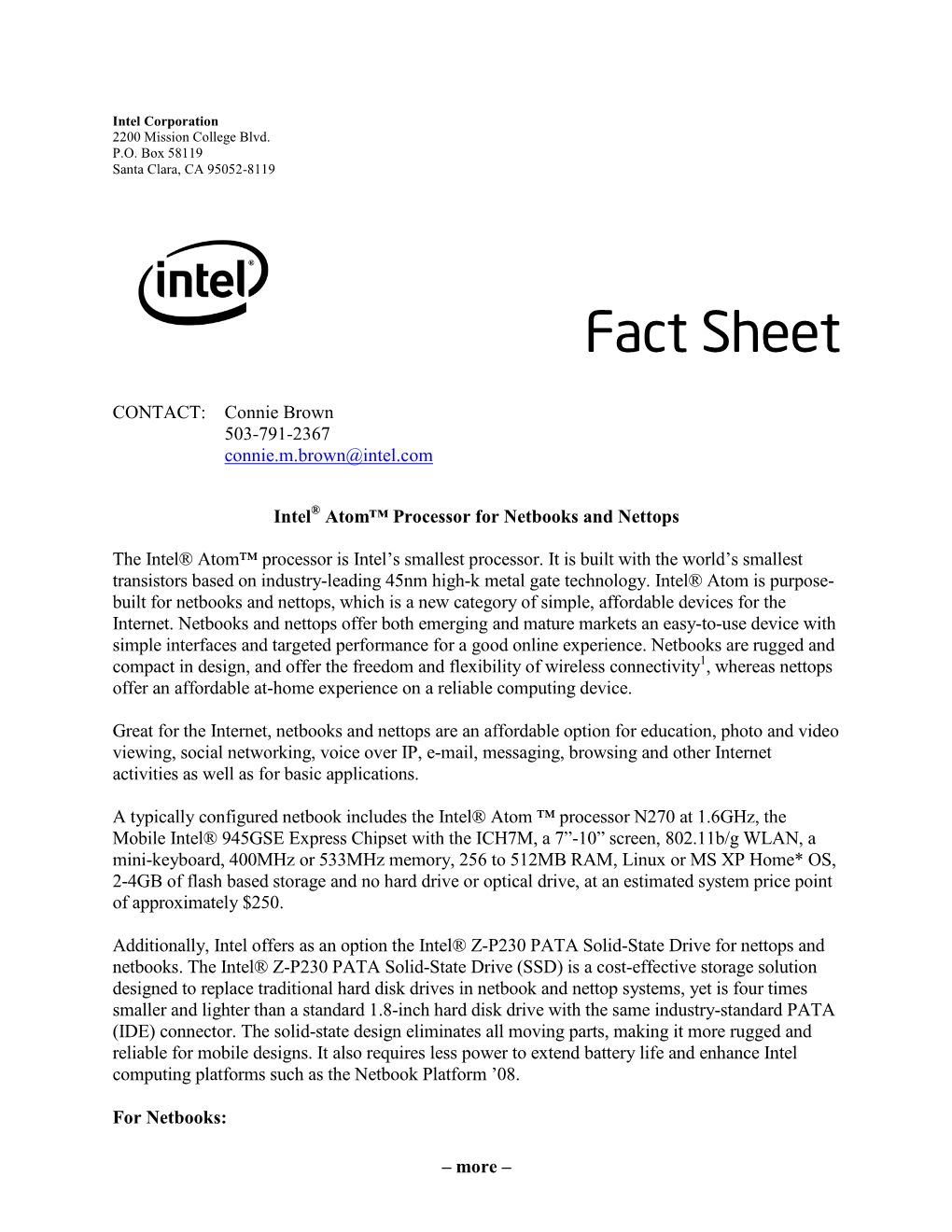 Netbooks and Nettops Factsheet